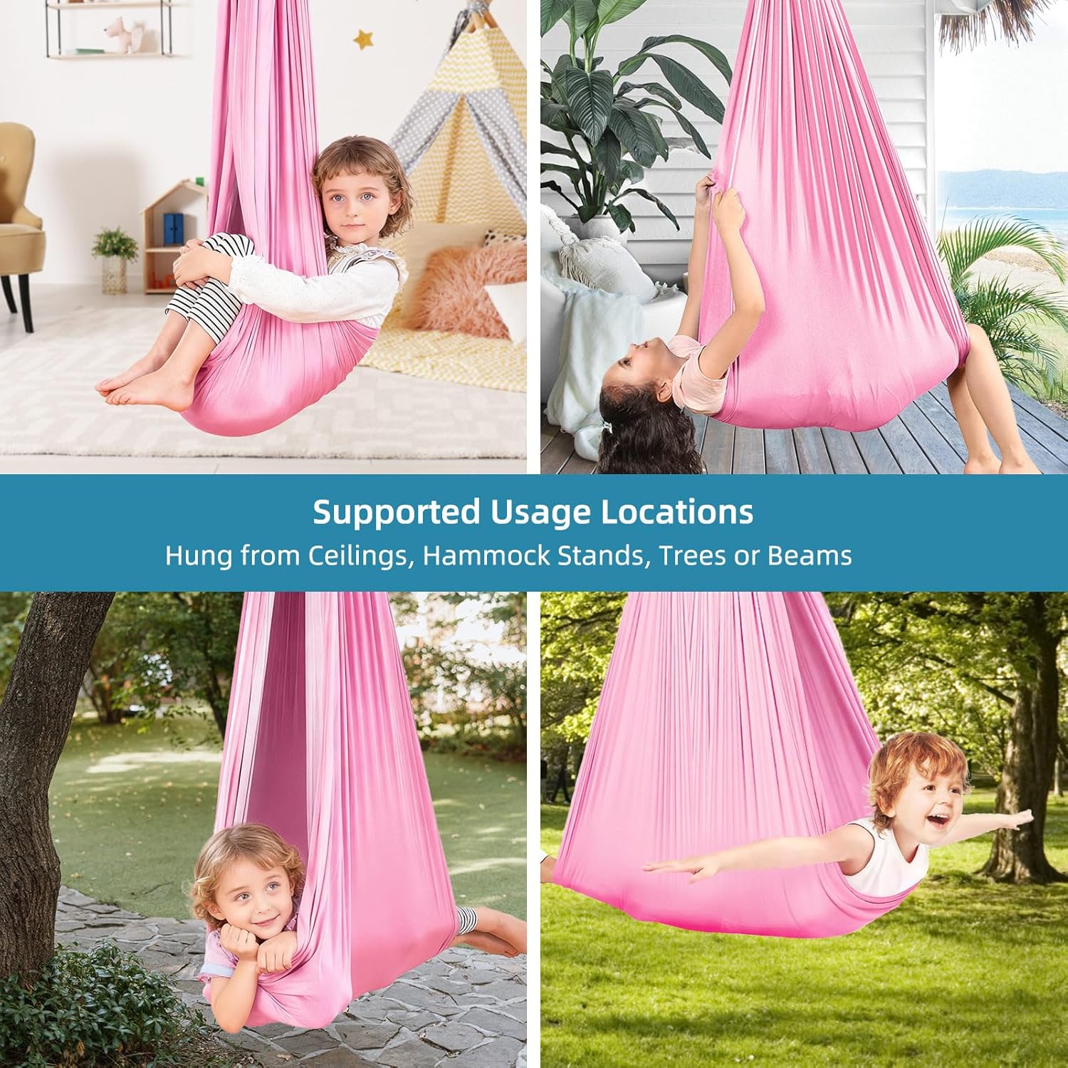 Sensory Swing Chairs for Kids, Indoor & Outdoor Hanging Therapy Cuddle Hammock Swing Seats for Child Teens with Autism, ADHD, Aspergers, Sensory Integration