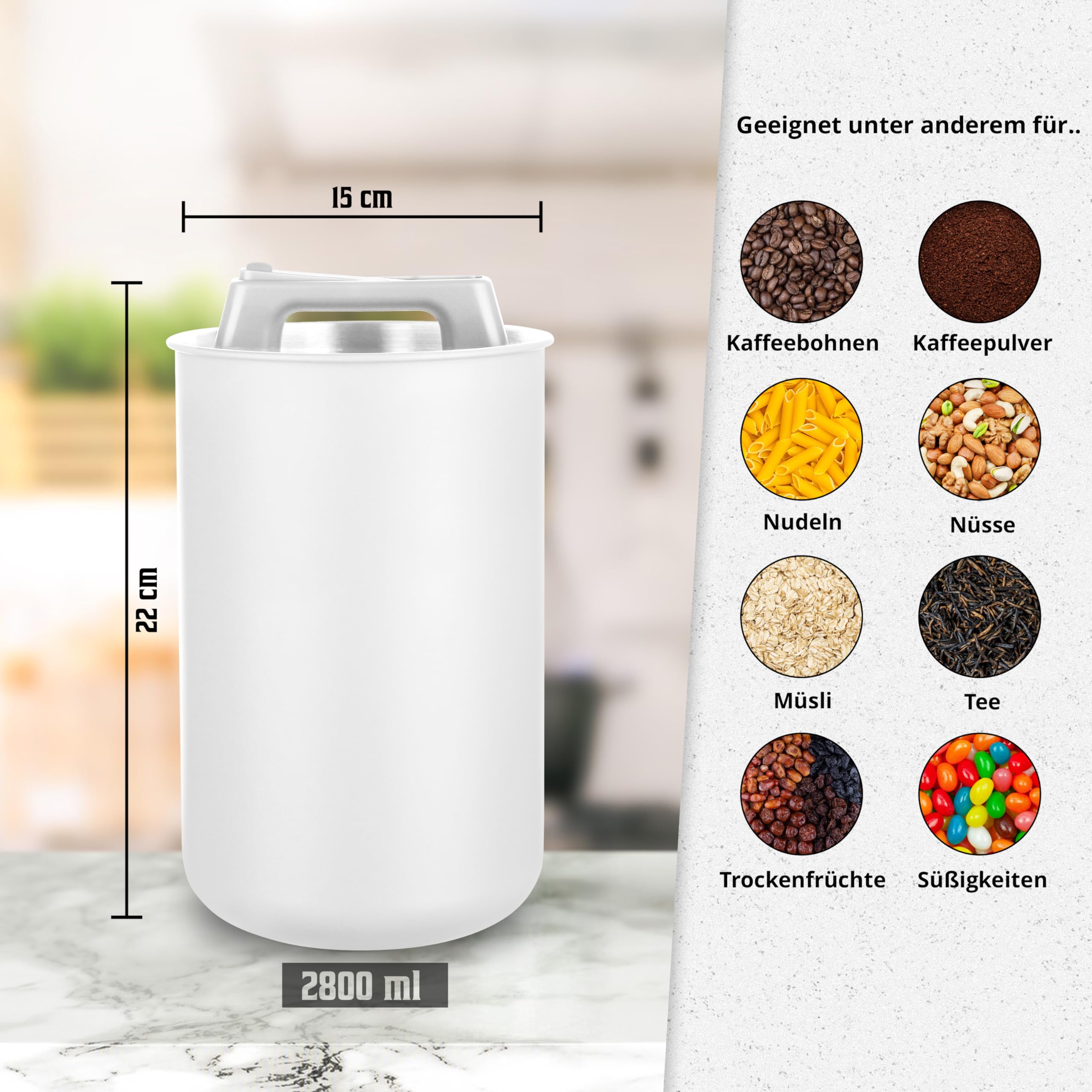 KC Kitchen & Co. Airtight Coffee Canister for 1 kg Coffee Beans, Stainless Steel Storage Jar with Vacuum Lid & Aroma Seal - Image 4