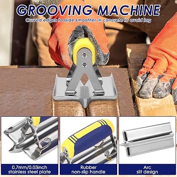 2Pcs Concrete Edging Trowel, Stainless Steel Concrete Tools Set for Shaping Steps & Verges, Rustproof Flat Finishing Trowel Plus Edger and Groover Set with Nonslip Handle(Set 2)