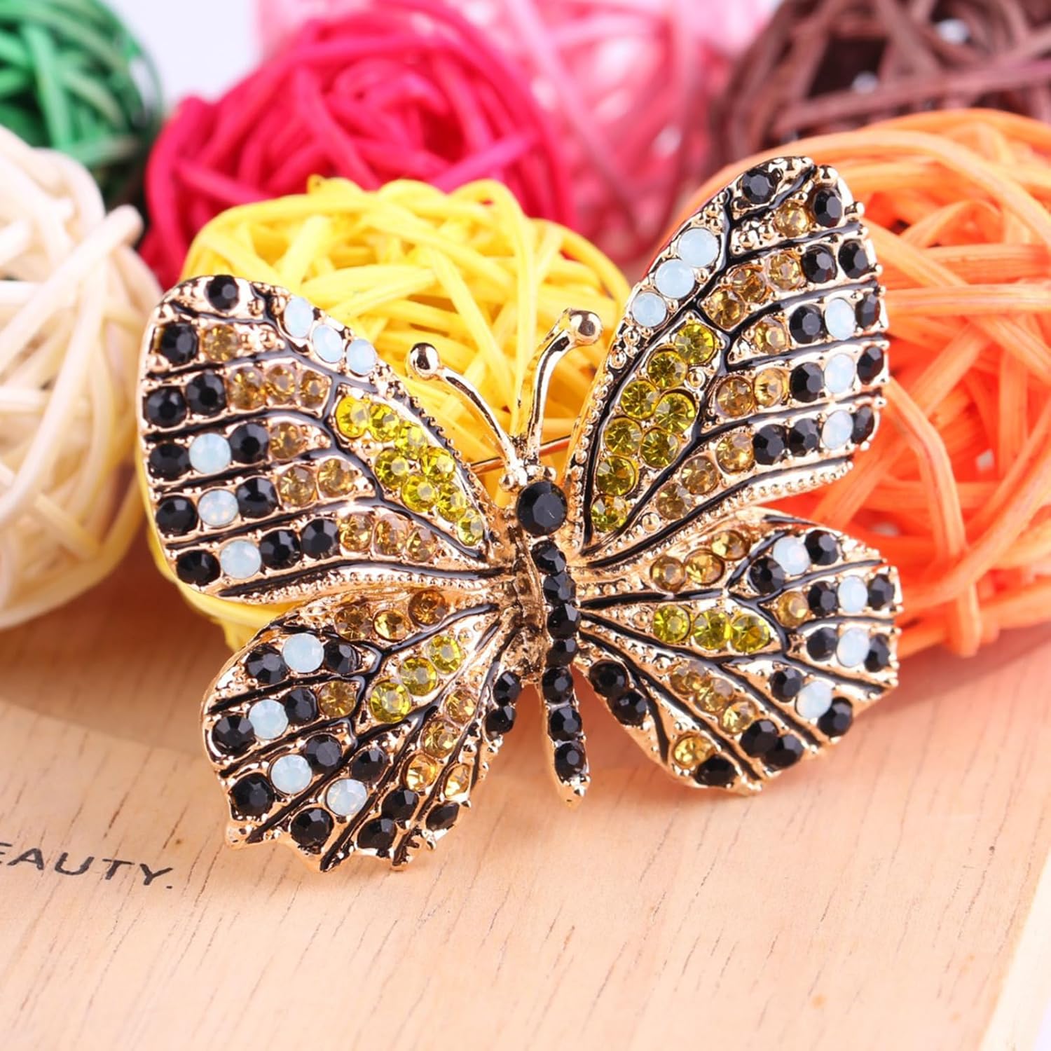 6 PCS Multicolor Rhinestone Crystal Butterfly Brooch Pin Lapel Pin for Women - Image 7