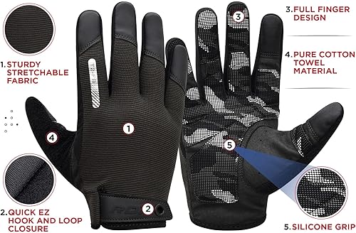 Miniatura 2 de RDX Guantes de levantamiento de pesas con soporte de muñeca, pantalla táctil, entrenamiento de gimnasio con dedos completos, agarre acolchado