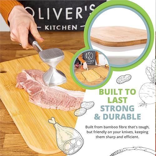 Miniatura 5 de Oliver's Kitchen ® Juego de 3 tablas de cortar de madera, diferentes tamaños para cada ocasión, bellamente diseñadas, duraderas y resistentes al