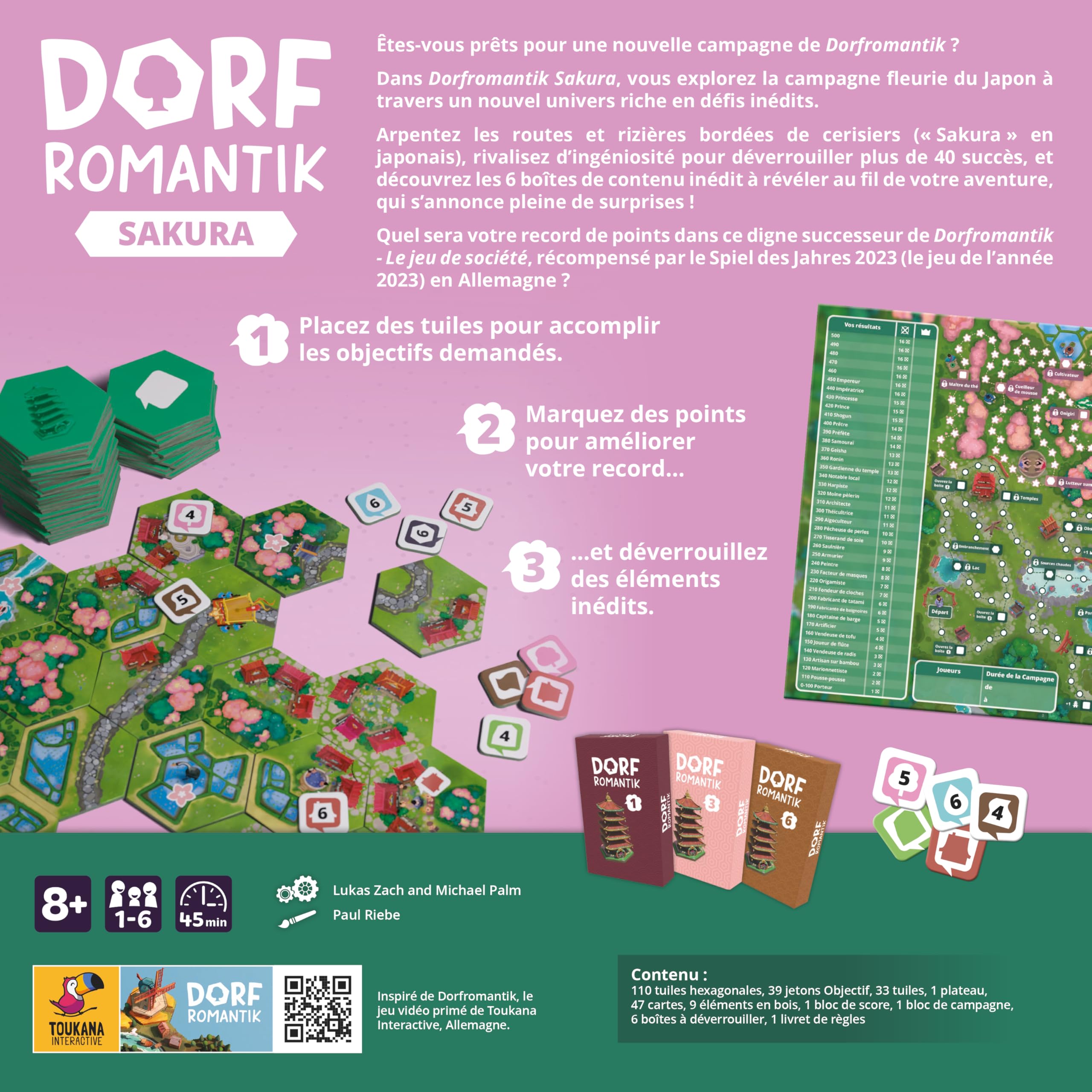 Dorfromantik – Sakura (Version Française) | Jeu de Société Standalone 1-6 Joueurs | Ambiance Japon Traditionnel & Cerisiers en Fleur | Dès 8 Ans