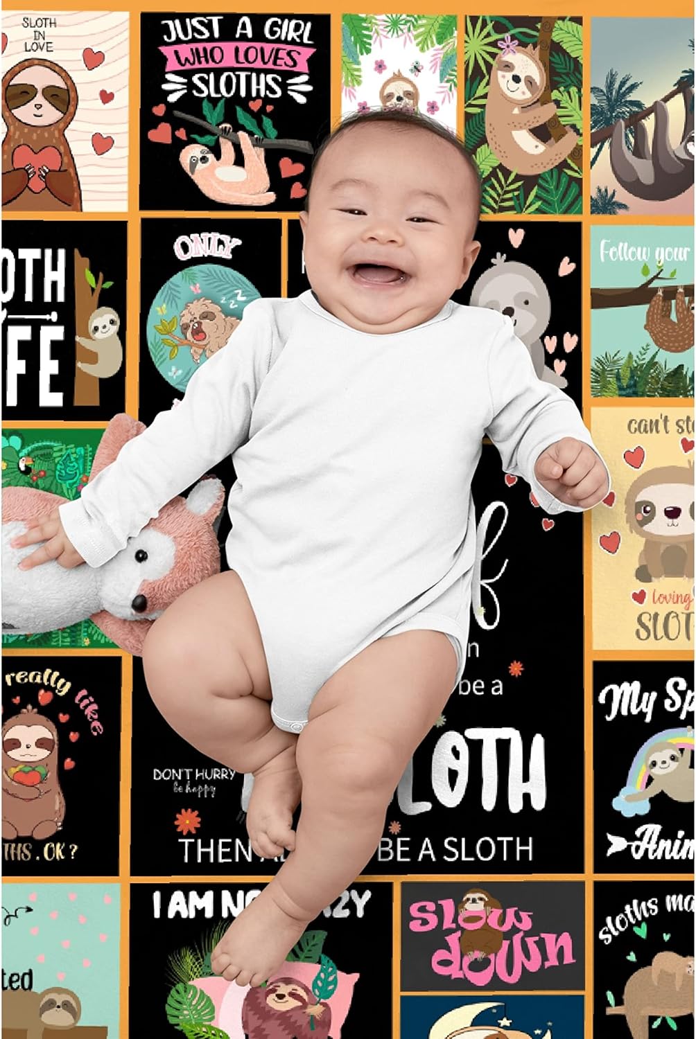 Cute Sloth Blanket Throws Cute Sloth Gifts for Girls Boys Women ?Sloth Stuffed Animal Decor Sloth Plush Lightweight Flannel Fleece Blankets Throw Soft Quilt for Bed Couch Chair 60x50In Teens