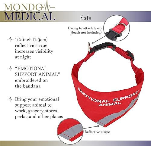 Miniatura 3 de Collar bandana de apoyo emocional para perro, circunferencia de cuello de 12.5 a 16 pulgadas, accesorios para perros de la ESA, bandana reflectante