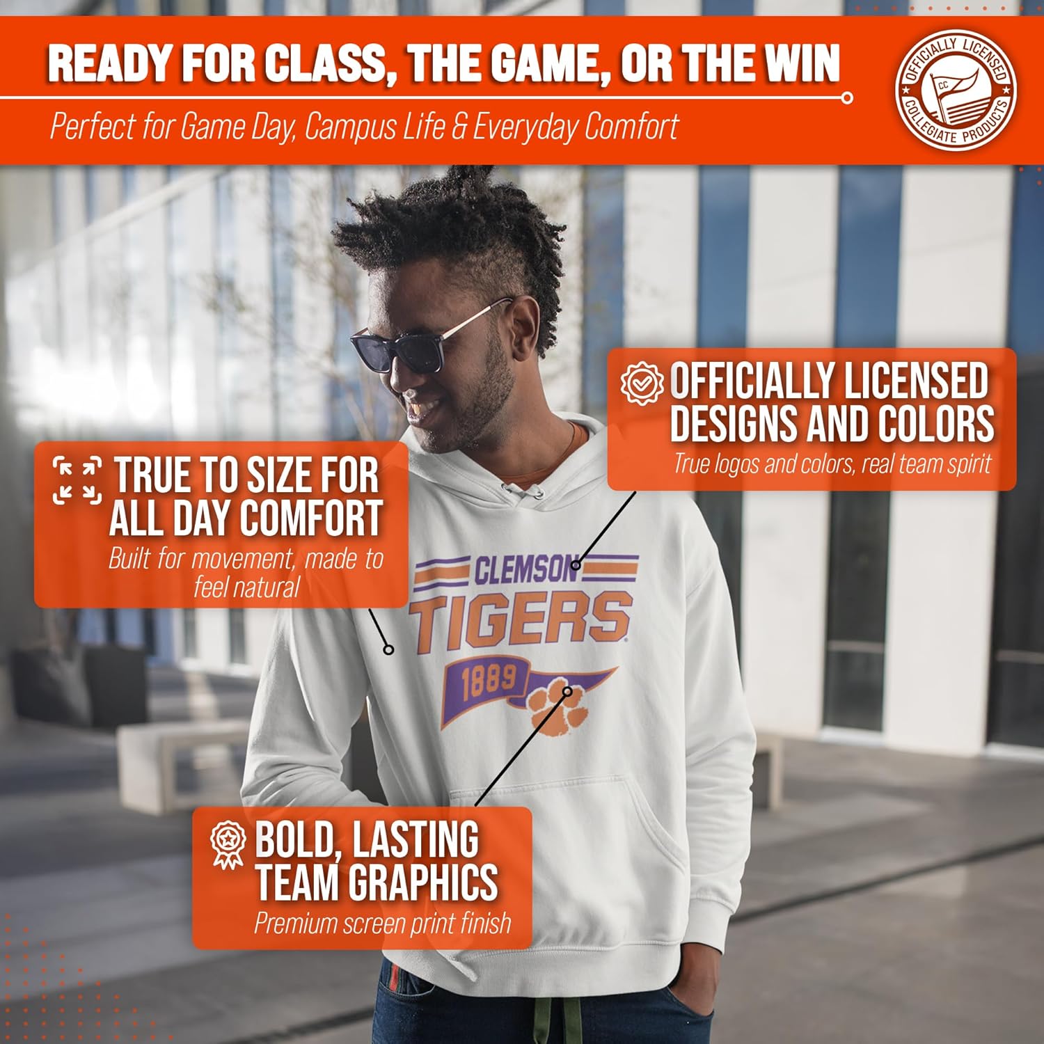 Campus Colors NCAA Adult Unisex Varsity Club Pennant Hooded Fleece Sweatshirt, Cozy Cotton Poly Blend, Classic Design - Image 5