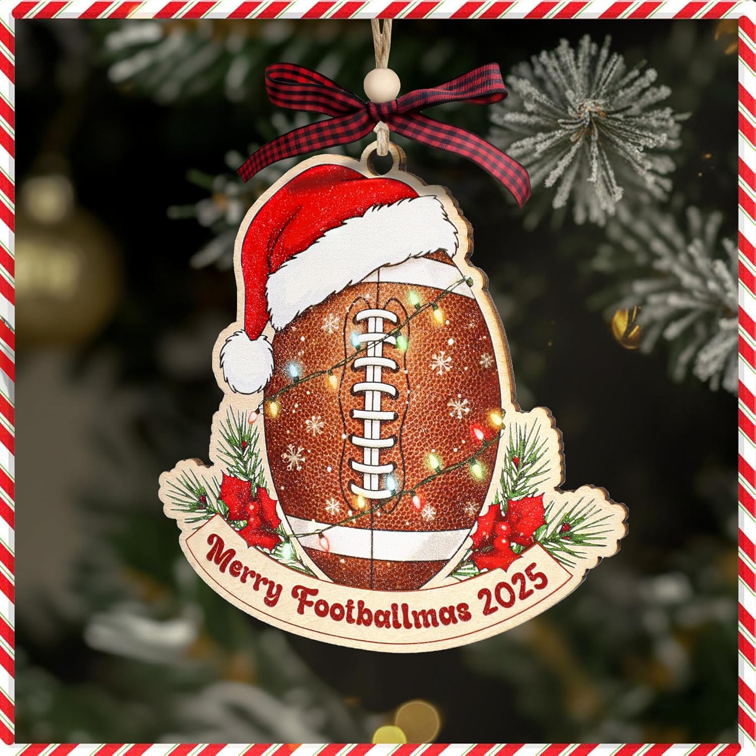 Football Ornament 2025, Wooden Rugby Ball Christmas Ornament, Sports Ornaments for Tree, Sports Gift for Boys, Football Player Gift, Sport Ornament 2025, Sport Gifts, Gifts for Coach - Image 4