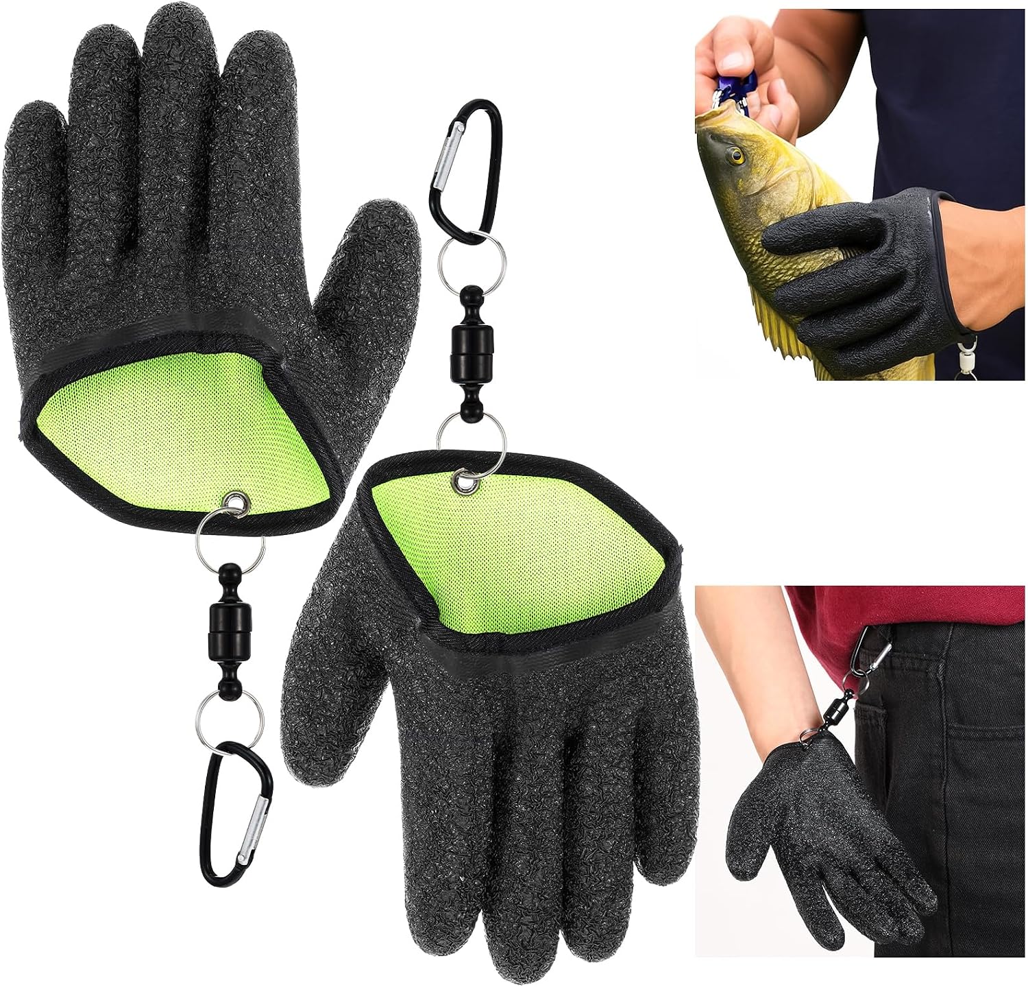 Ptwola 2 Pcs Fishing Gloves with Magnet Release