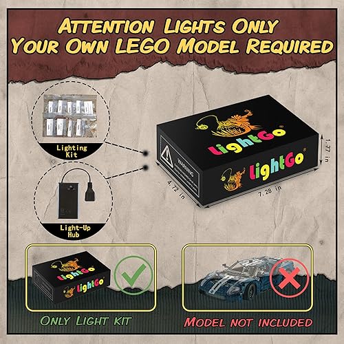 Miniatura 2 de LightGo Kit de iluminación LED diseñado para Lego 42154 2022 Ford GT Building Set, no incluye modelo (versión remota)