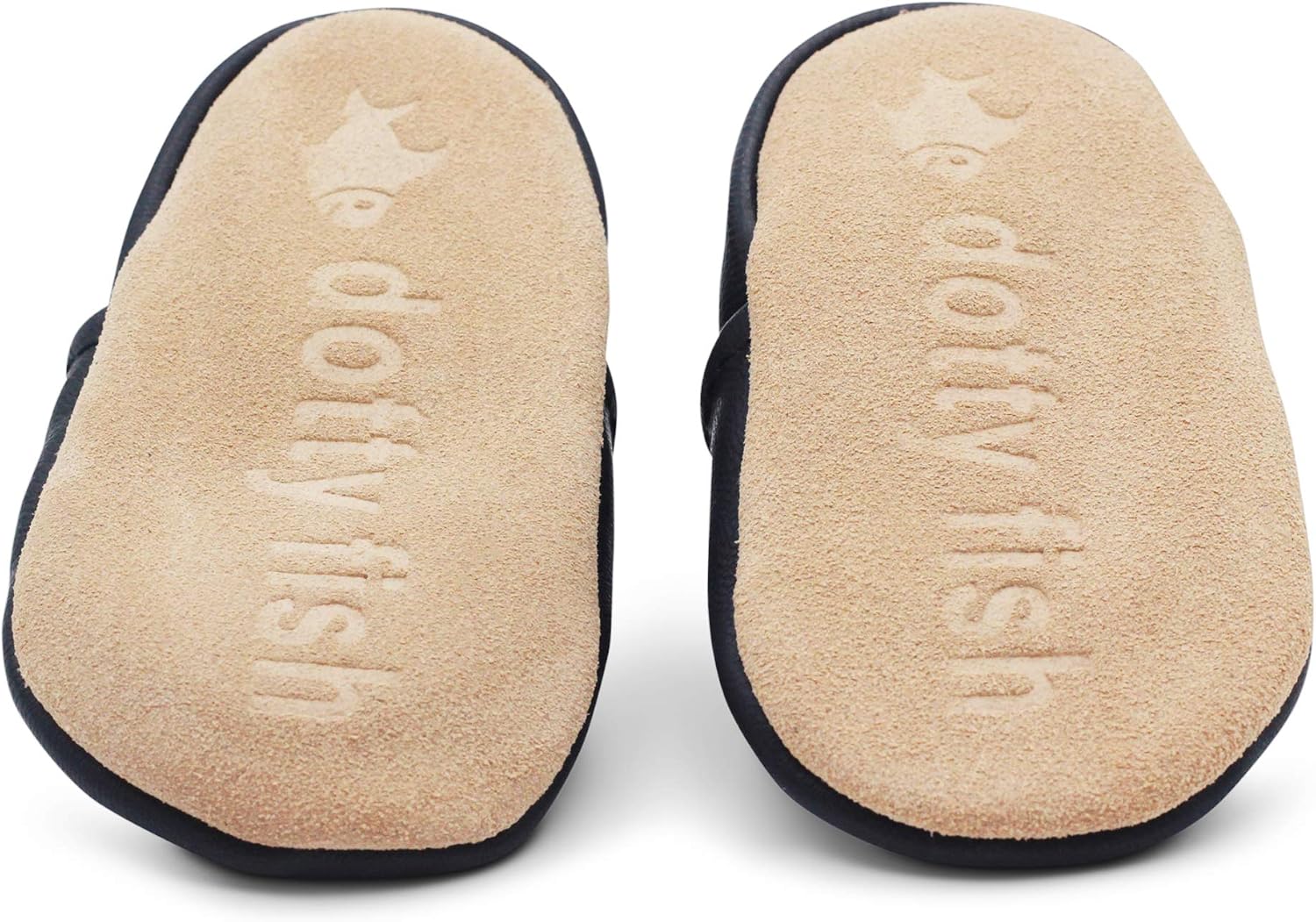 Dotty Fish Soft Sole Leather Baby Shoes - Barefoot, Non-Slip, Unisex