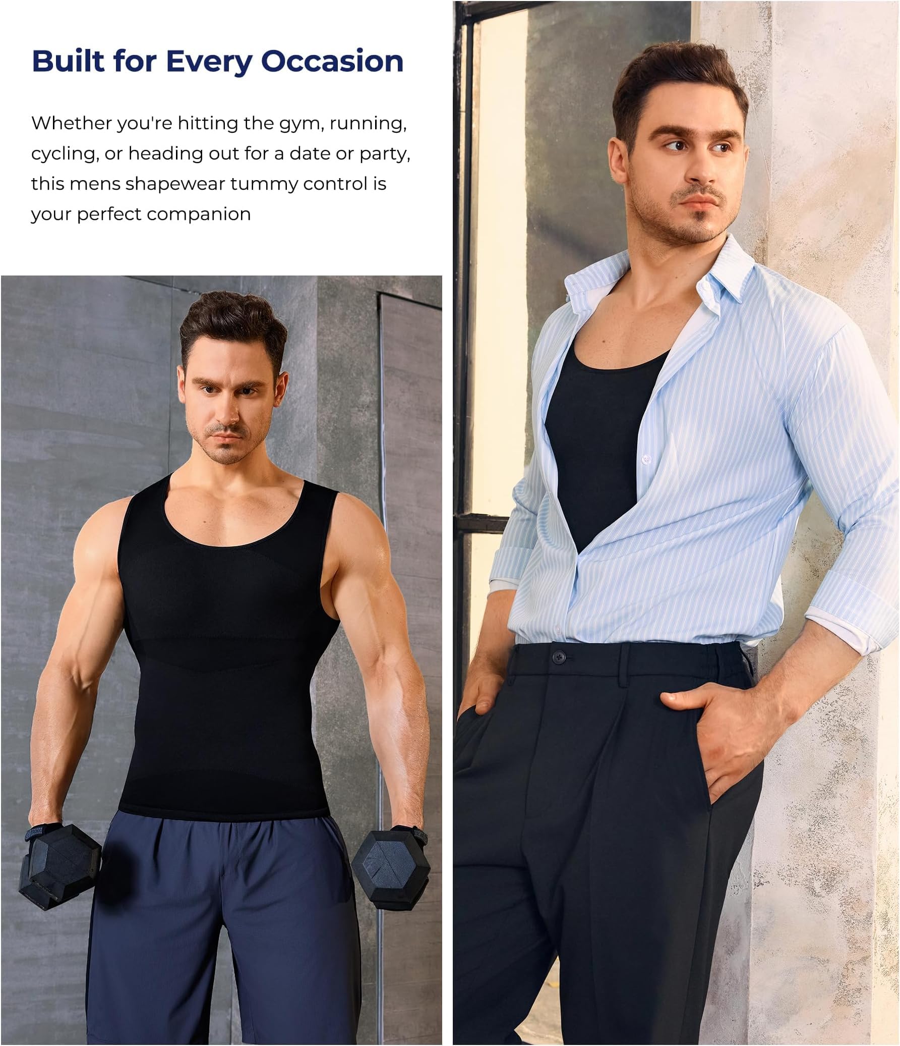 Gotoly Débardeur de Compression Homme Gaine Ventre Plat Maillot de Corps Amincissant Gilet de Compression Minceur Body Gainant