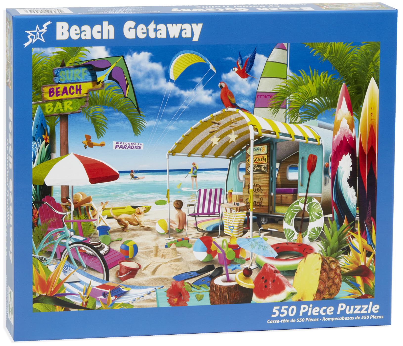 Vermont Christmas Company Beach Getaway Jigsaw Puzzle 550 Piece - Fully Interlocking and Randomly Shaped Pieces - 24" x 18" - Image 2