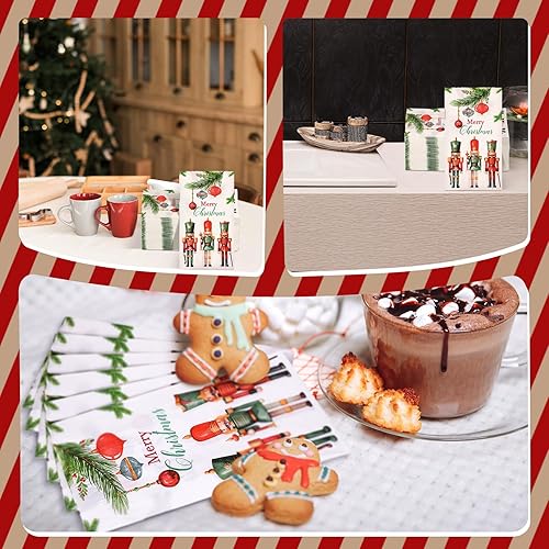 Miniatura 6 de Sinmoe 200 toallas de mano desechables de Navidad para baño, diseño de búfalo a cuadros, servilletas de papel de Navidad, decoración de Navidad,