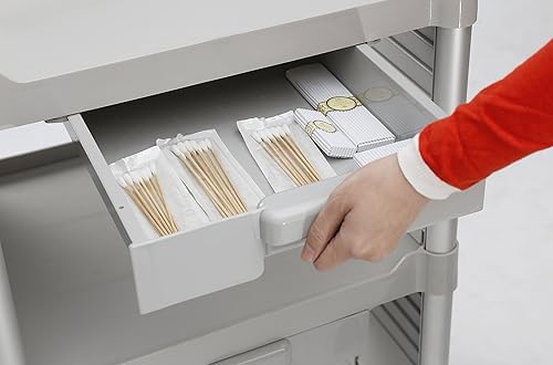 Miniatura 24 de Jabo Equip JBG-3D2 - Carrito médico grande con cerradura de 3 estantes, tamaño total, 34.43 x 19.69 pulgadas de largo, tapa de carga de 606 libras