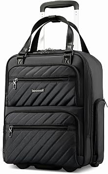 LUGGEX Underseat Carry On Bag, All Black, 16 | Personal Item, Lightweight Soft-Sided Suitcase, Under Seat Travel Bag, Smooth Wheels, Short Trip Essential, UDK, UX-Core