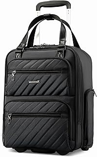 Underseat Carry On Luggage with Wheels, UDK Stylish Lightweight Under Seat Luggage, Soft Sided Personal Item Suitcase for Short Trip (UX-Core, All Black, 16 Inch)