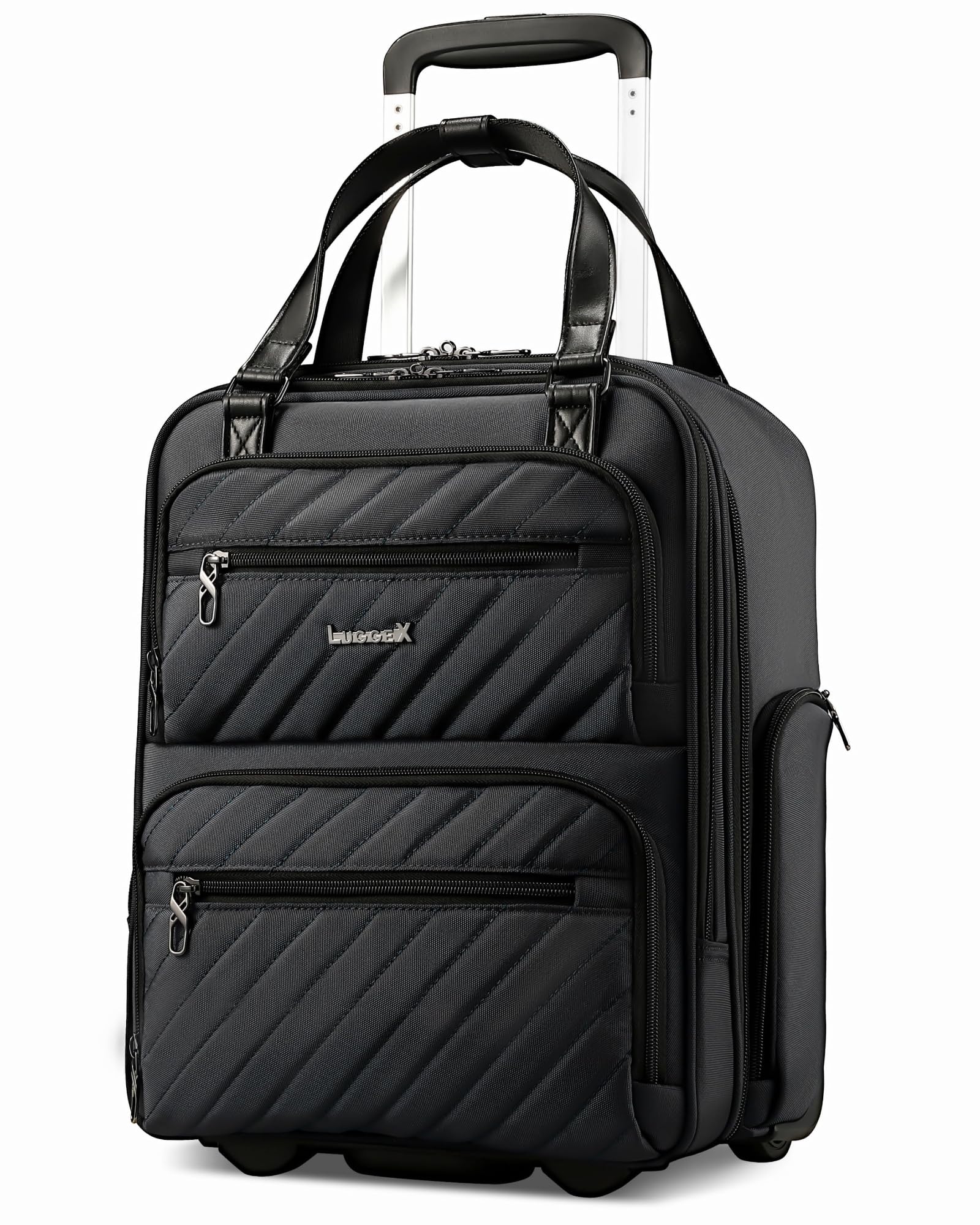 LUGGEX Underseat Carry On Luggage with Wheels UDK Stylish Lightweight Under Seat Luggage Soft Sided Personal Item Suitcase