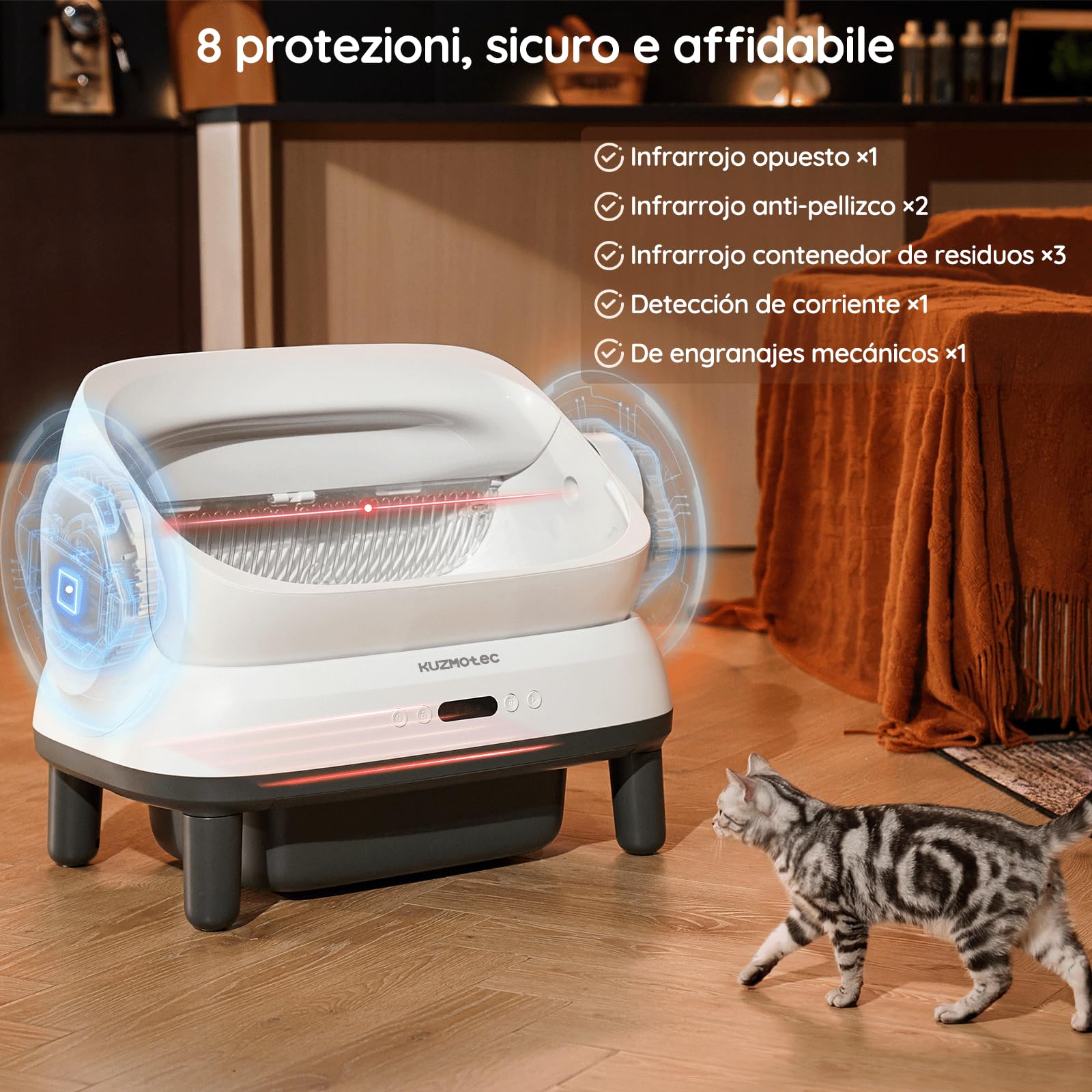 Arena Autolimpiable 120L XXXL, Arenero Automático con Control por App & Eliminación de Olores, Arenero Eléctrico con 8 Protecciones, Ideal para Gatos Grandes & Hogares con Múltiples Gatos