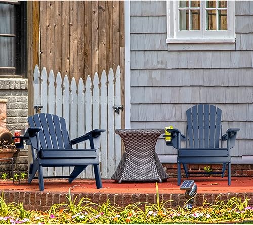 Miniatura 9 de FUNBERRY Silla Adirondack plegable con respaldo ajustable, HDPE para todo tipo de clima, sillas para hogueras con portavasos