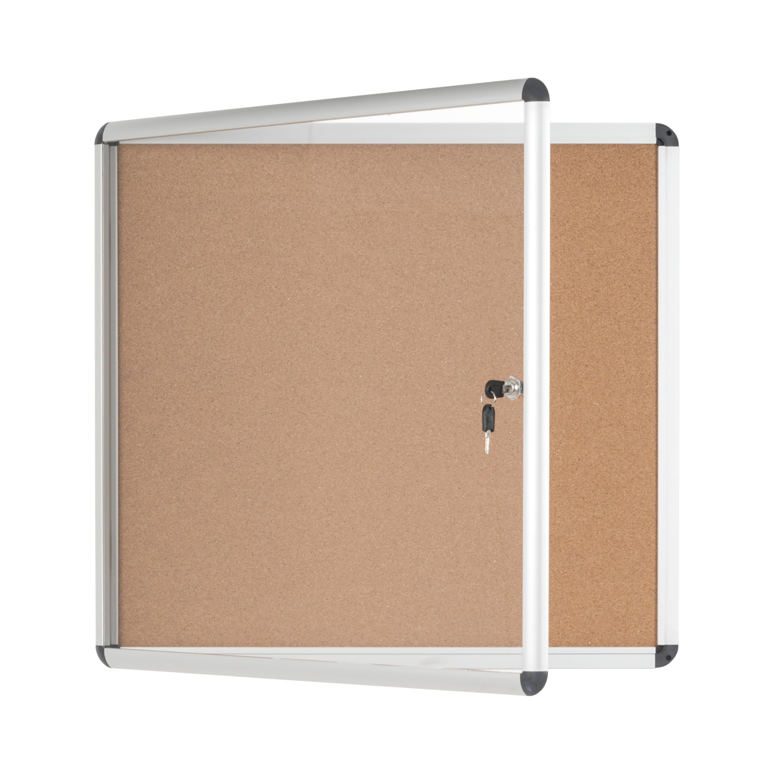 Bi-Office Enclore - Vitrina de interior de Corcho para 6 Hojas A4, con Puerta de Aluminio y Cerradura, 720 x 674 mm