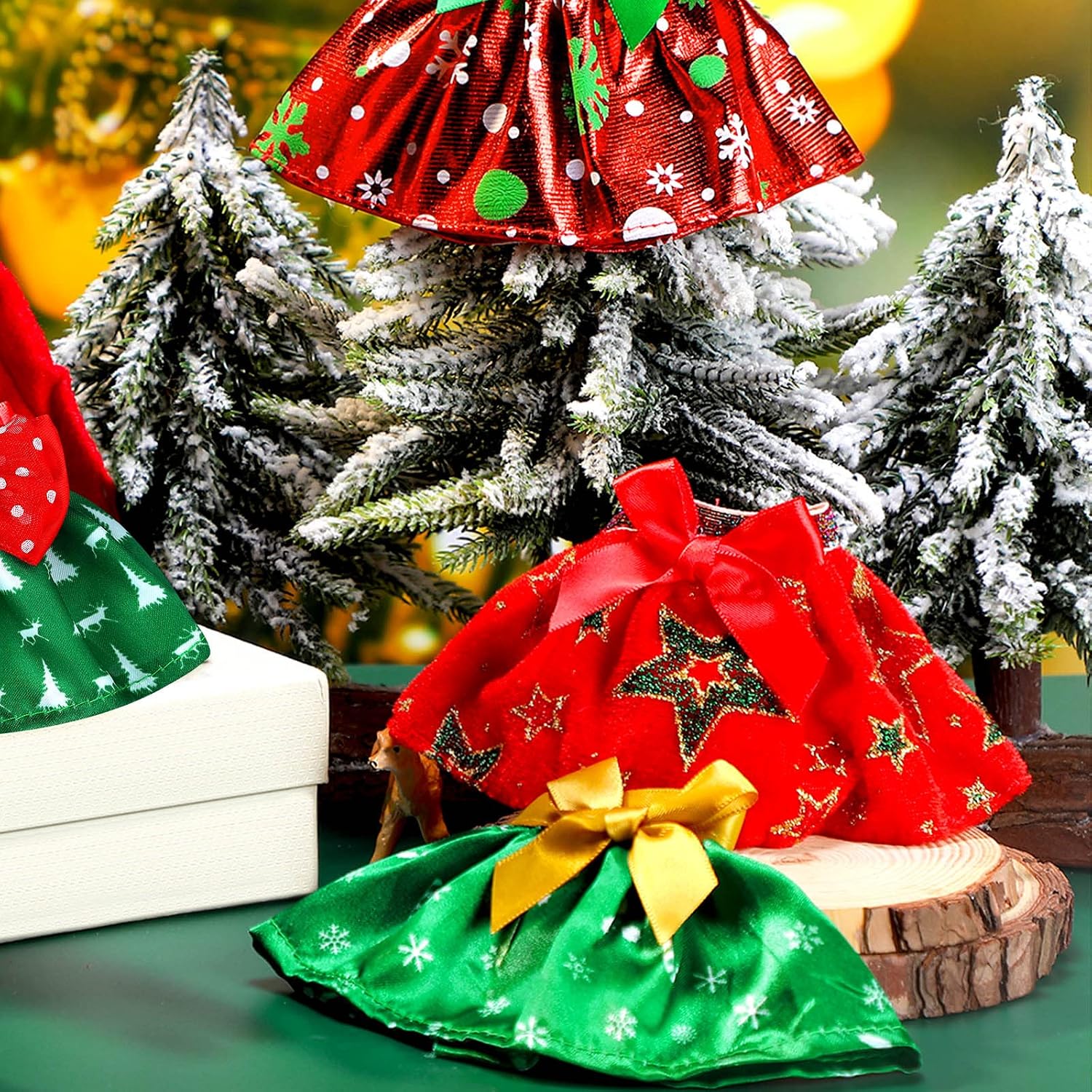 6 Pieces Santa Clothing Dance Skirt Set Christmas Skirts for Christmas Doll Holiday Decorations (Not Include Doll)(Stylish Style) image 5