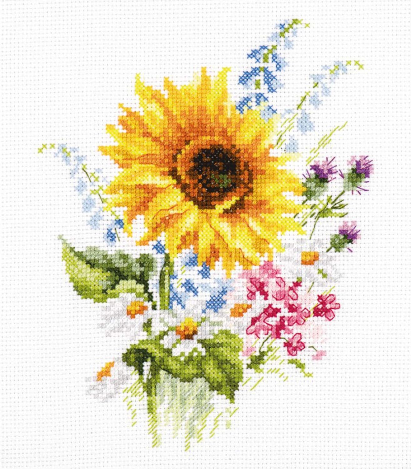 Alisa Bouquet with Sunflower Cross Stitch Kit