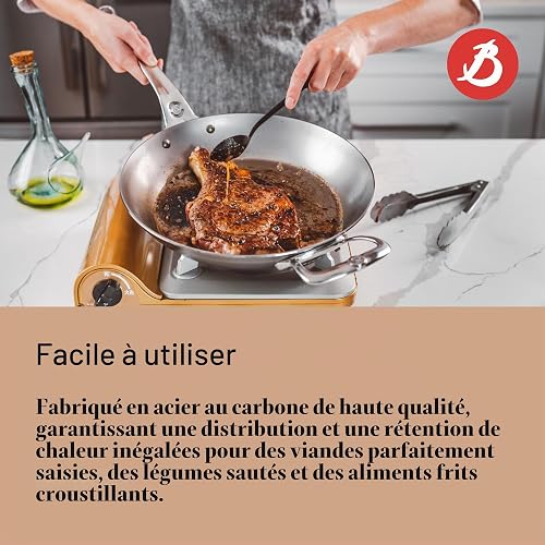 DE BUYER Mineral B Element Pro Round Frying Pan, 32 cm, Steel, Silver, 65 x 32.99 x 8 cm - 5