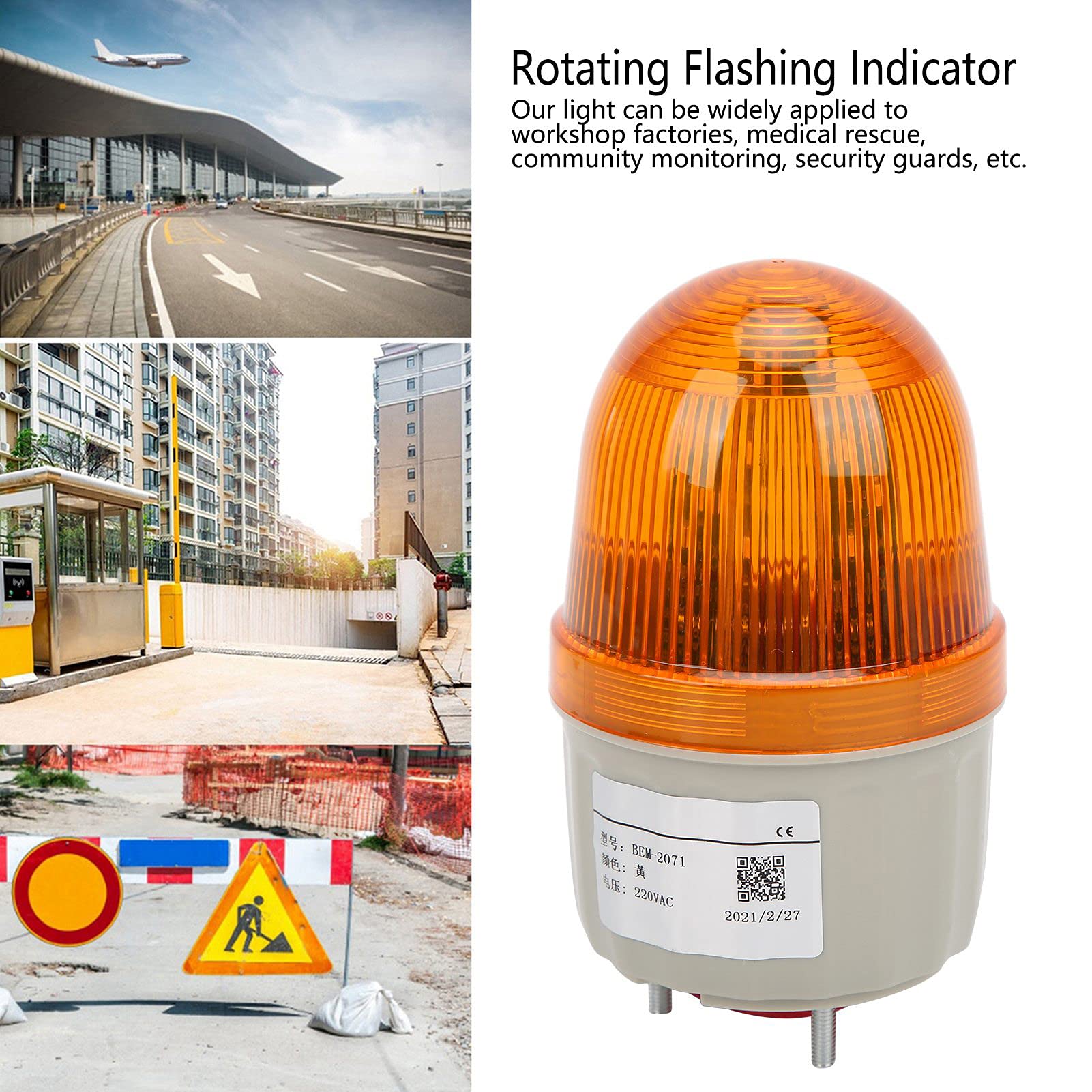 Luce Lampeggiante a LED Rotante 220V AC Spia Luminosa Arancia Attrezzatura di Allarme Luce di Emergenza
