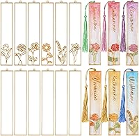 LET'S RESIN 12pcs Metal Bookmark Bezels with Tassels for UV Resin DIY Bookmarks, Crafts & Wind Chimes (Tape Not Included)