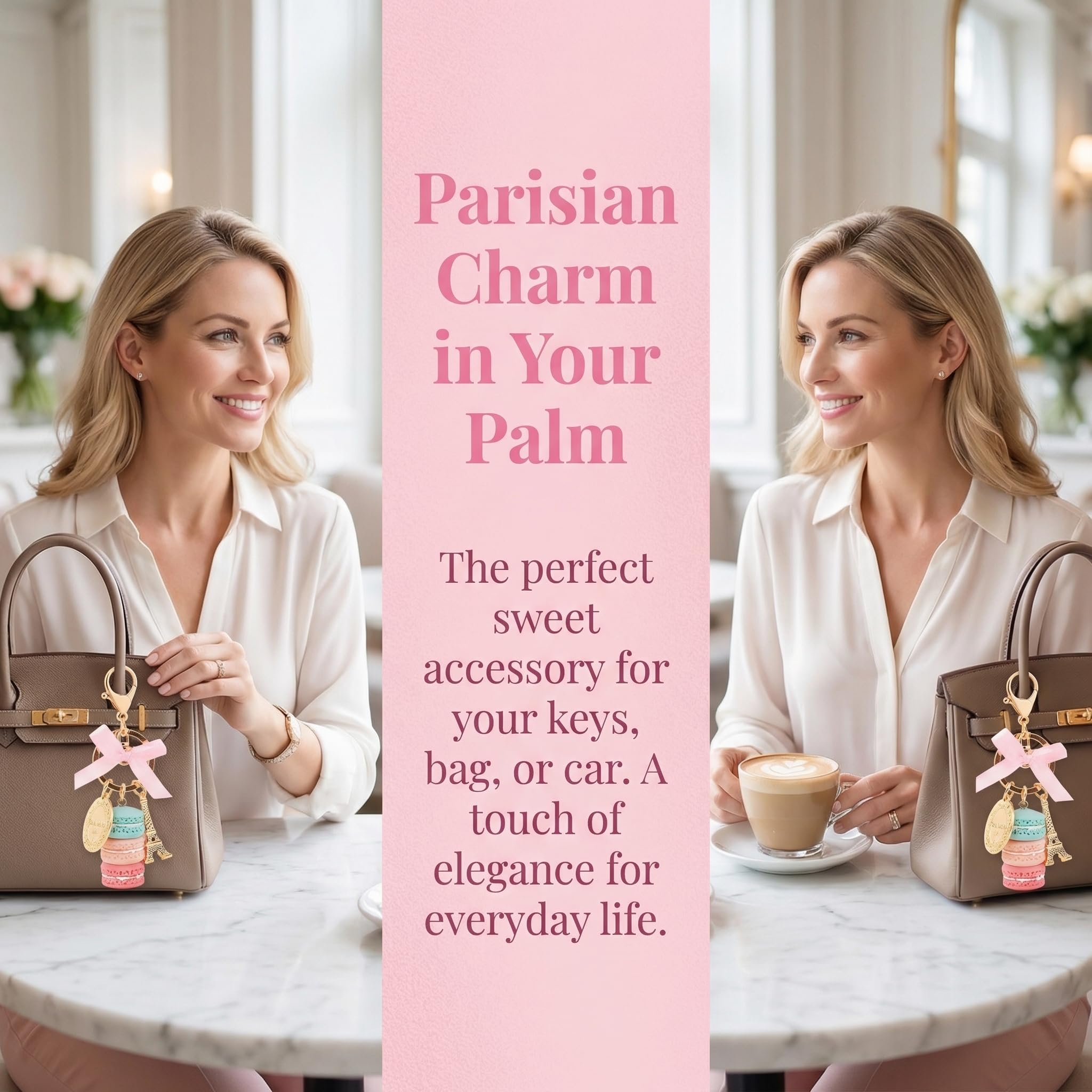Keychain Ring Eiffel Tower Macaron Charm Cute Pendant Bag Charm Purse