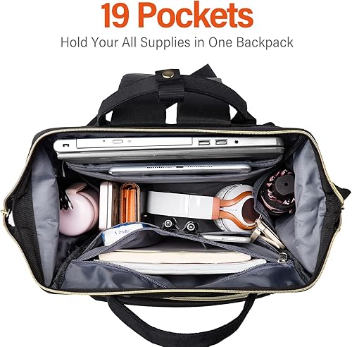 Miniatura 9 de LOVEVOOK Mochila de viaje para laptop, mochila de enfermera resistente al agua con estuche para estetoscopio, bolsa duradera antirrobo para