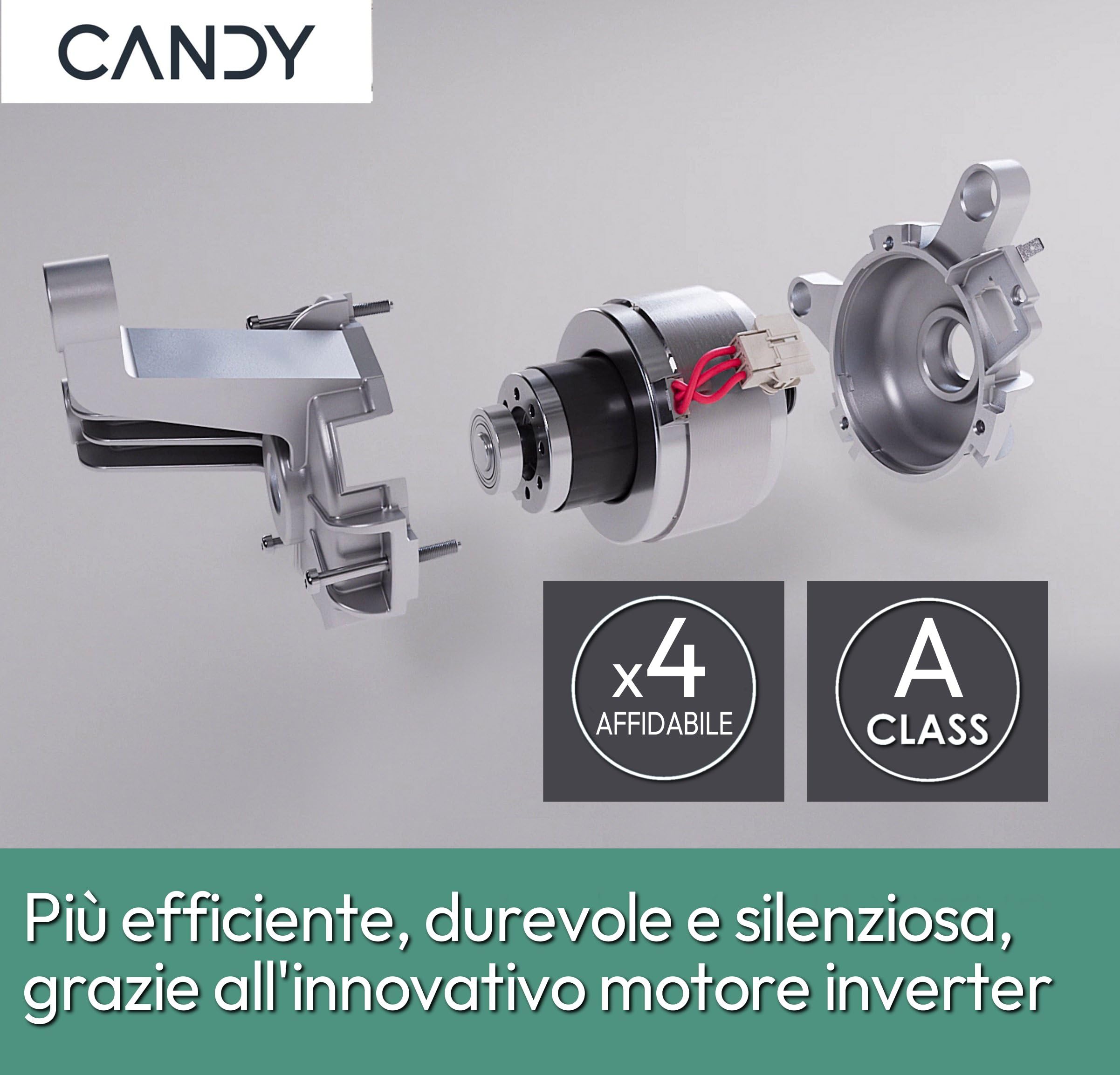 Candy RapidÓ RO 1486DWMCT1-S, Lavatrice a carica frontale, 8 KG, Classe A, 1400 giri, 76 dB, Cicli Rapidi, Vapore, 16 programmi, Bianco, AxLxP 85x60x53 cm