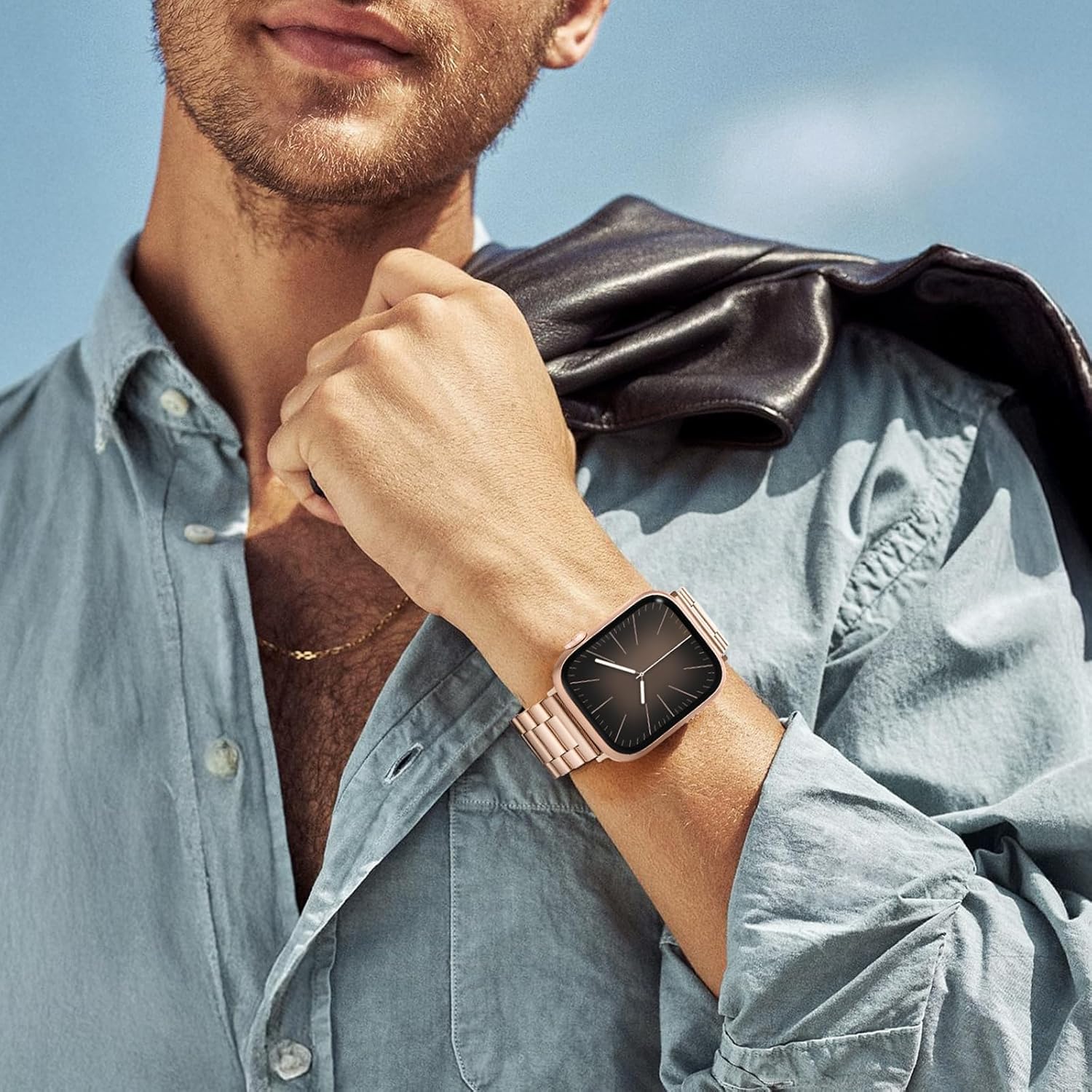 Metal Band Compatible with Apple Watch Bands for Men 49mm 46mm 45mm 44mm 42mm 41mm 40mm 38mm, Stainless Steel iWatch Bands for Apple Watch Ultra 3 2 1/Series 11 10 9 8 7 6 5 4 SE