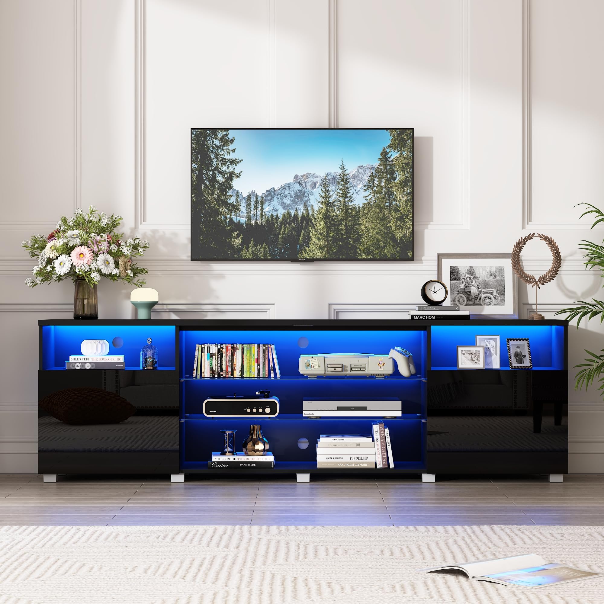 Amazon.com: Vinctik 6&Fox Modern LED 86.6 inch TV Stand for 85/90
