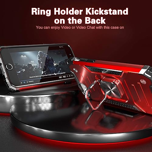 Miniatura 4 de Funda para iPhone SE 2020 con protector de pantalla, a prueba de caídas a prueba de golpes con soporte de automóvil, funda protectora ligera para