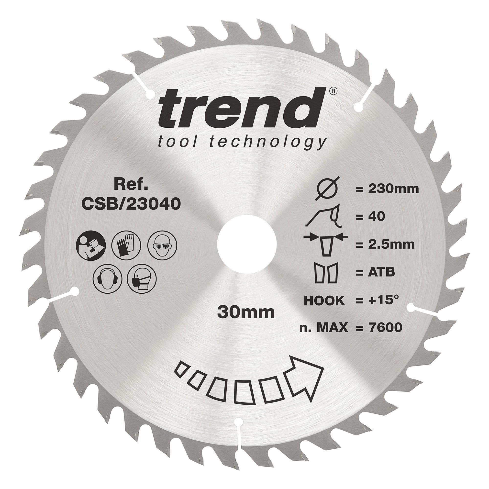Trend CRAFTPRO Wood Cutting Saw Blade 230mm 40T 30mm