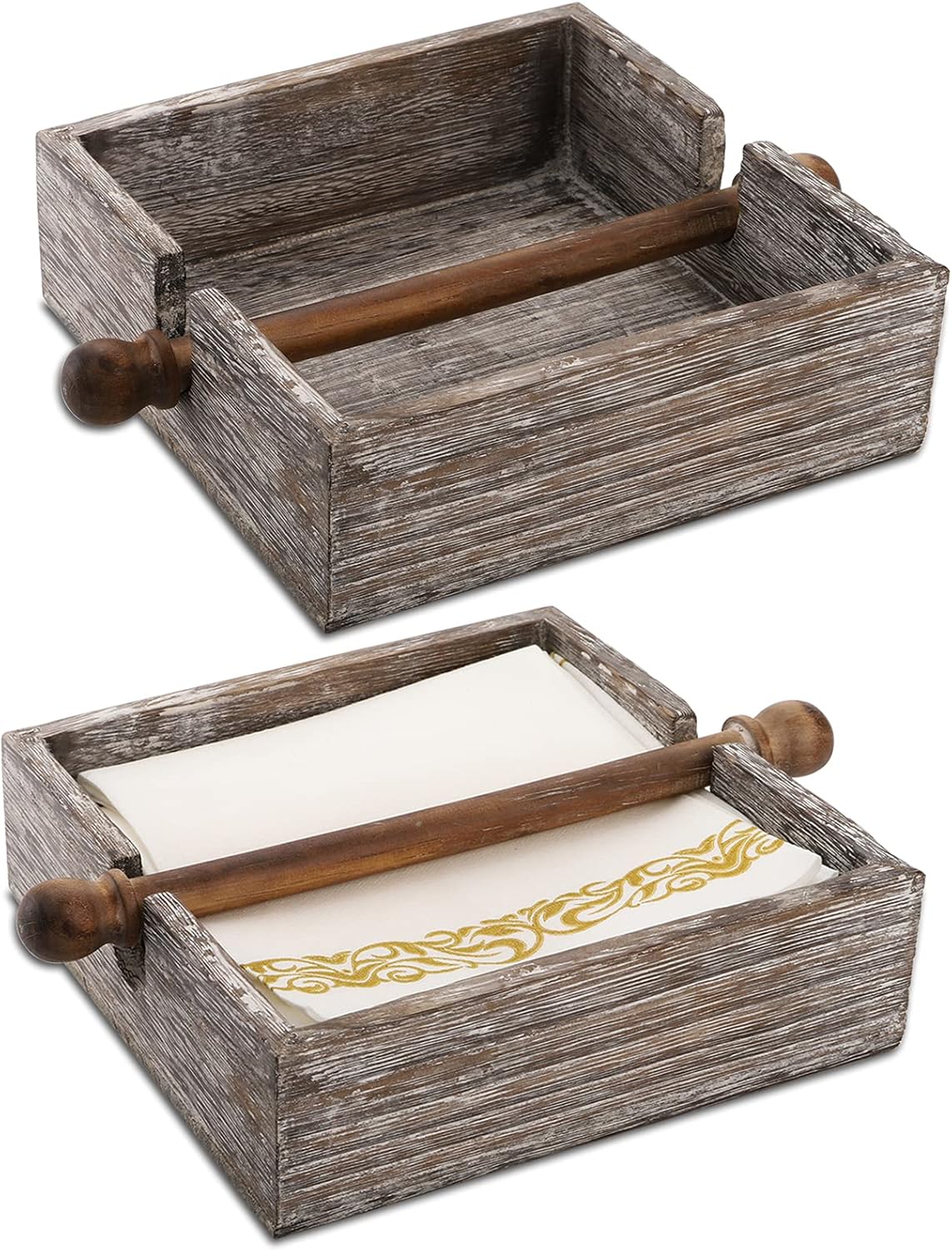 DEAYOU 2Pack Wooden Napkin Holders, Wood Flat Napkin Holder with