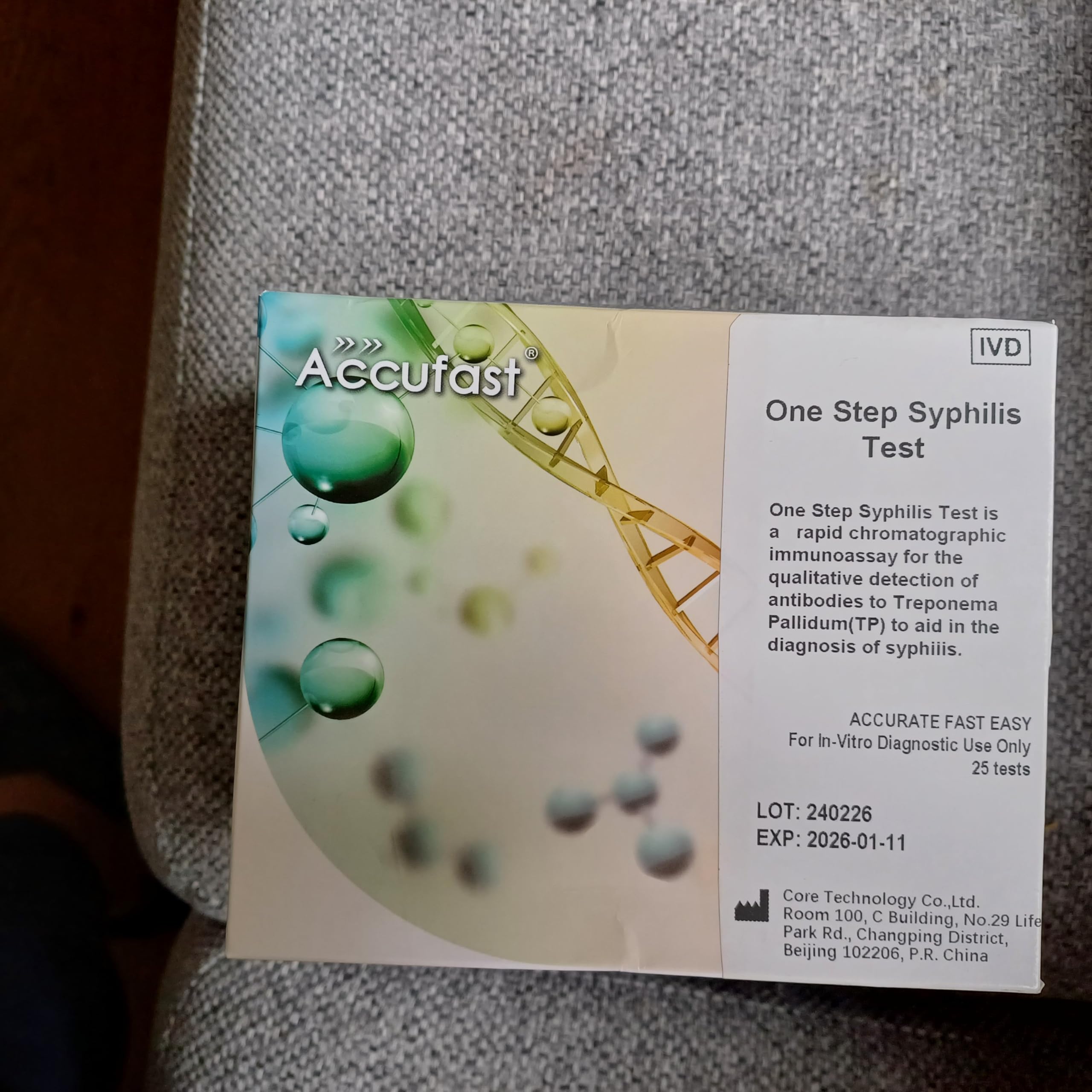 Confezione clinica da 25 t Kit test rapido per anticorpi per sifilide TP, confezione da 25