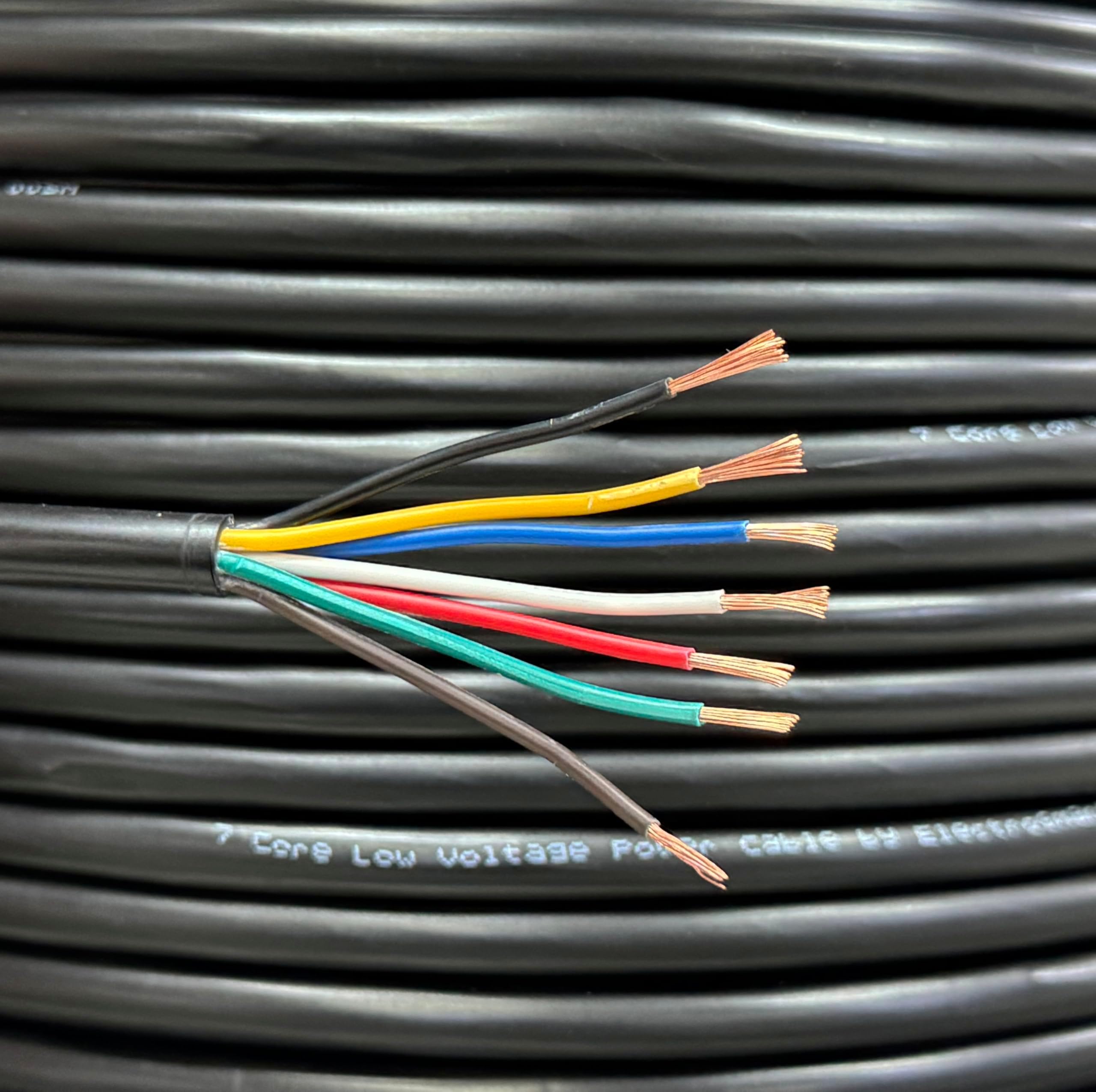 electrosmart 5m 7 Core Copper Cable Car Van Trailer Tail LED Lighting Wire Caravan 11A 12v 24v