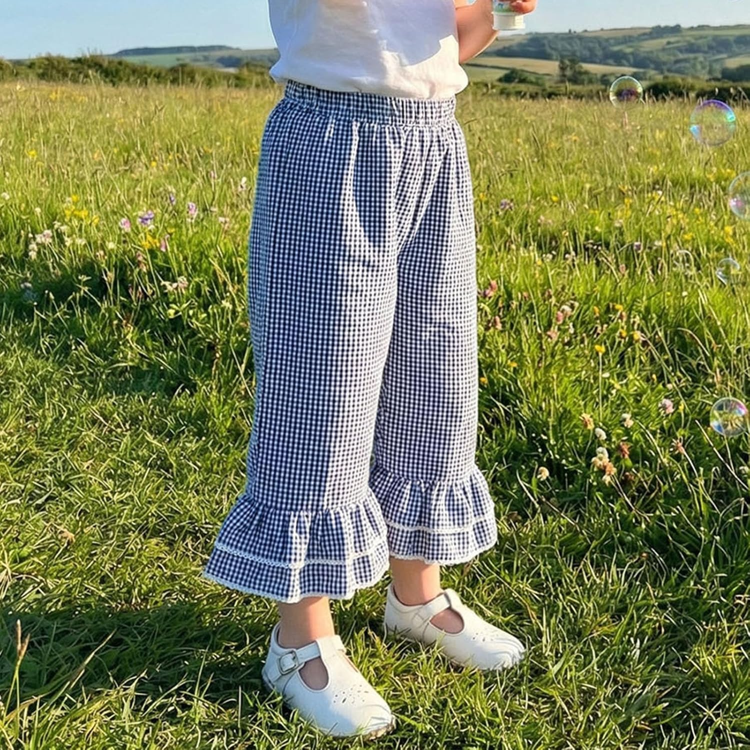 Toddler Baby Boy Girl Gingham Pants Retro Elastic Waist Checkered Plaid Long Pants Casual Sweatpants Bottoms - Image 6