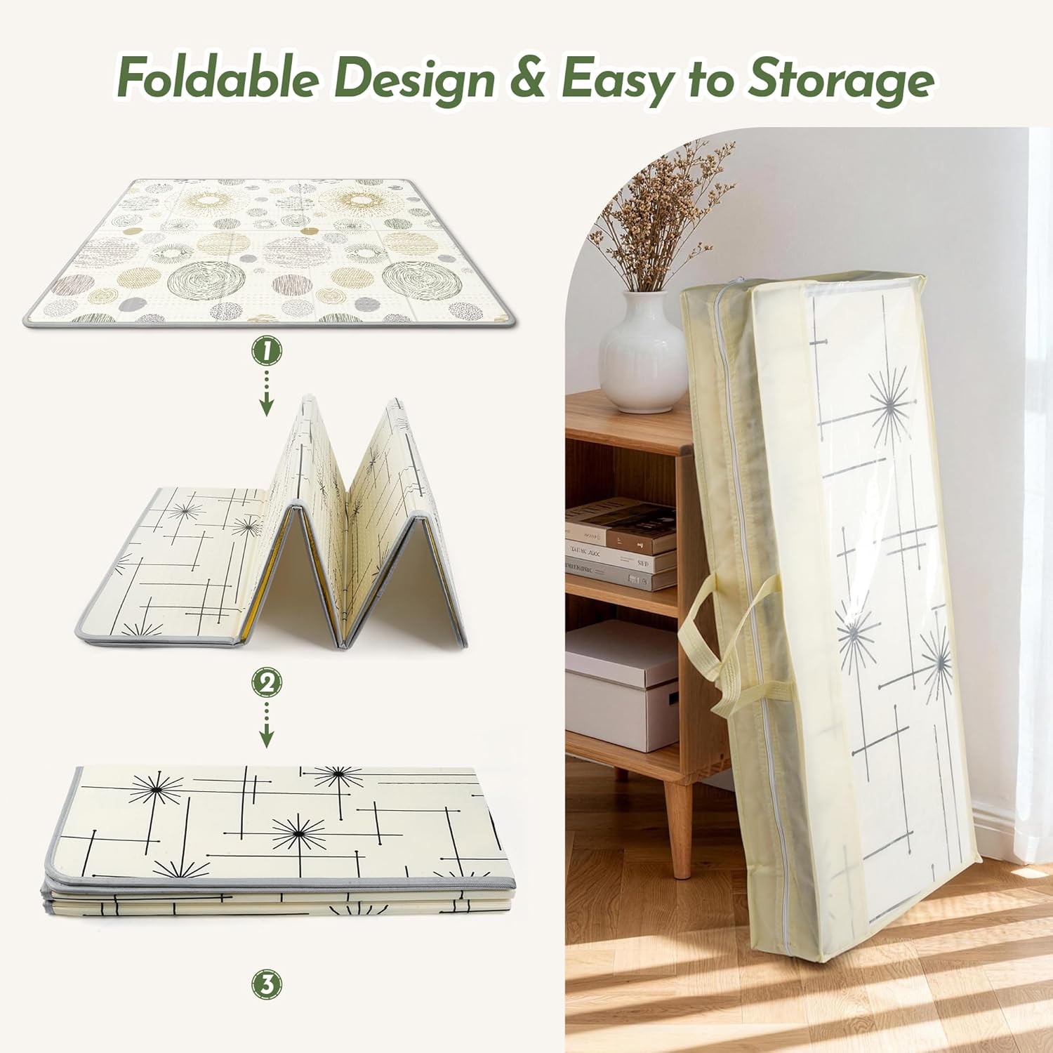 Extra Large Baby Play Mat 79x71, Reversible Baby Play Mats for Floor, Foldable and Lightweight Baby Play Mat for Floor, Safe & Thick Playmats for Babies and Toddlers, Indoor & Outdoor Use