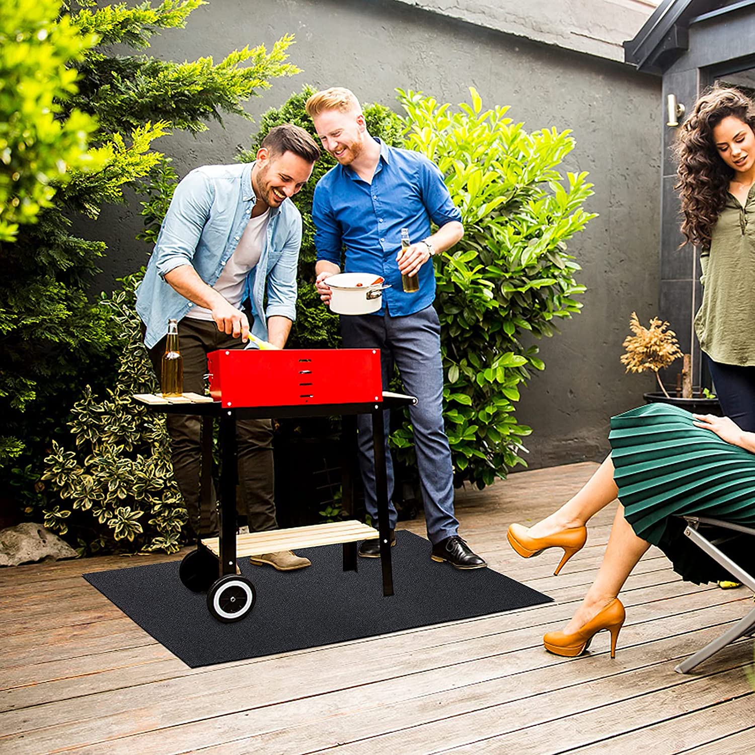 AYMARIO BBQ Floor Protective Mat, Fireproof Heat Resistant BBQ Gas Grill Splatter Mat Under The Grill Floor Protective Rug for Outdoor Backyard Patio Deck, 48.81 x 29.53inch
