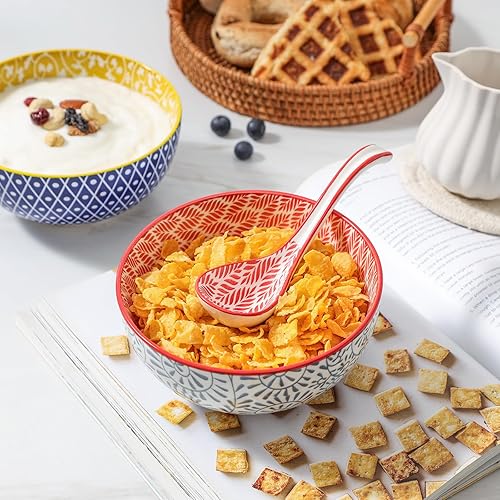 Miniatura 6 de Selamica Juego de 6 cucharas asiáticas de sopa de cerámica, cucharas de ramen de 6.3 pulgadas, estilos japonés y chino, varios colores