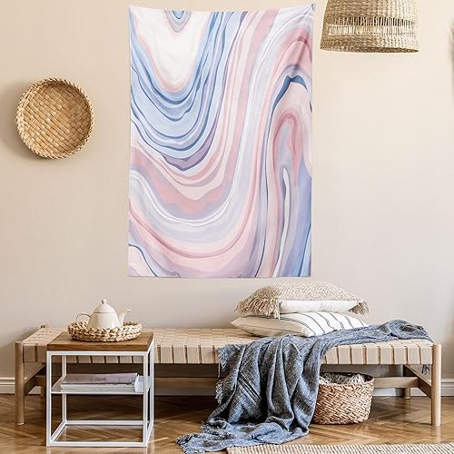 Miniatura 6 de Lunarable Tapiz abstracto, tonos pastel abstractos en movimiento, cristal de cuarzo inspirado en minerales, imagen de arte moderno, decoración de