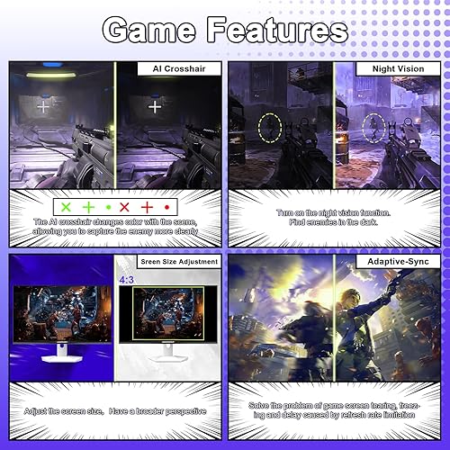 Miniatura 6 de Amzfast Monitor de juegos blanco de 25 pulgadas 320 Hz300 Hz240 Hz, FHD 1080P 1 ms Monitor IPS rápido, intercambio de garantía de 12 meses (cable
