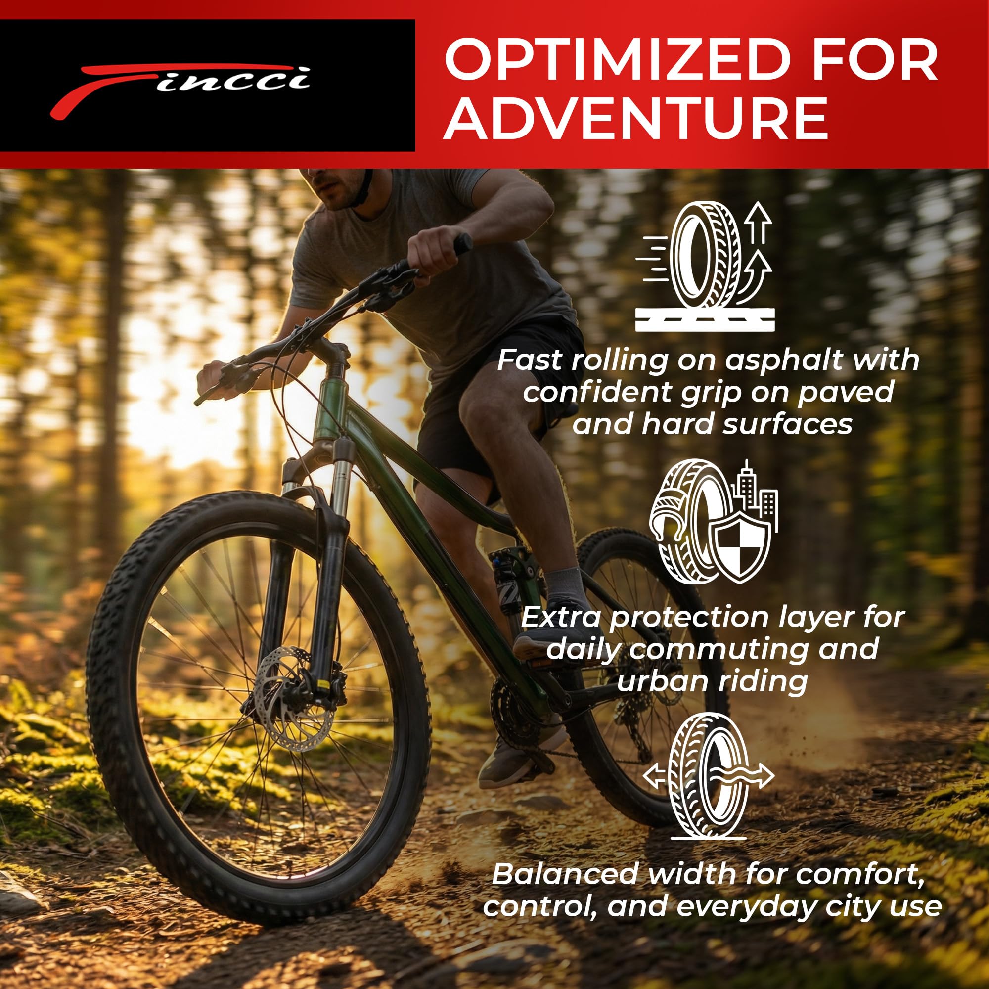 Fincci Cubiertas MTB 26 x 2.10 ETRTO 56-559 Antipinchazos 27TPI Pack de 2 | Diseño Plegable y Protección de 2.5 mm para Rodadura Fiable a 40-65 PSI en MTB, Bicicletas Urbanas y Caminos Mixtos