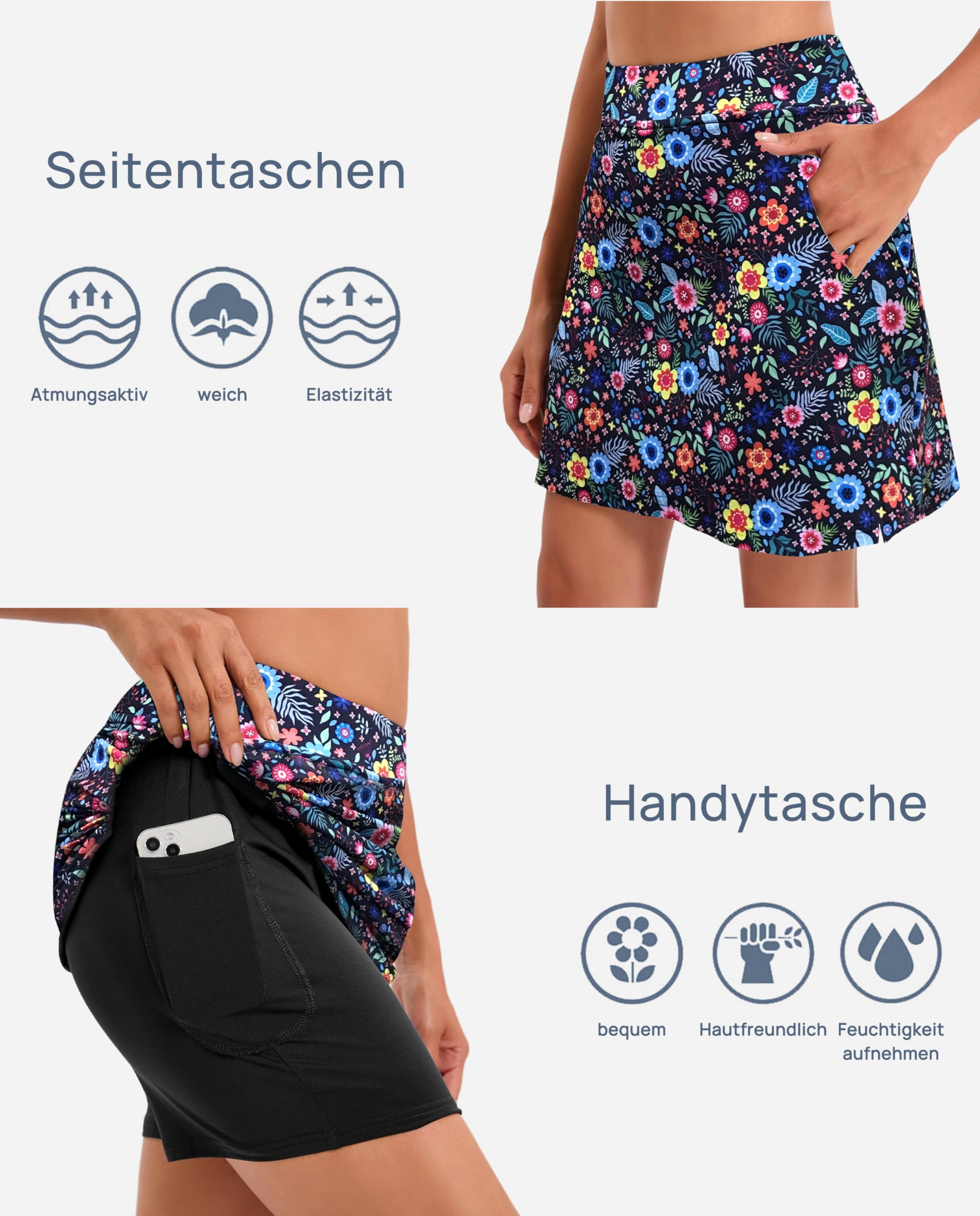 Falda de tenis para mujer con pantalones, bolsillos, falda deportiva de verano para golf, senderismo, correr, ciclismo