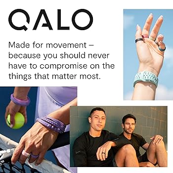QALO Men's Silicone Ring, Black Metallic (Size 7) - Polished