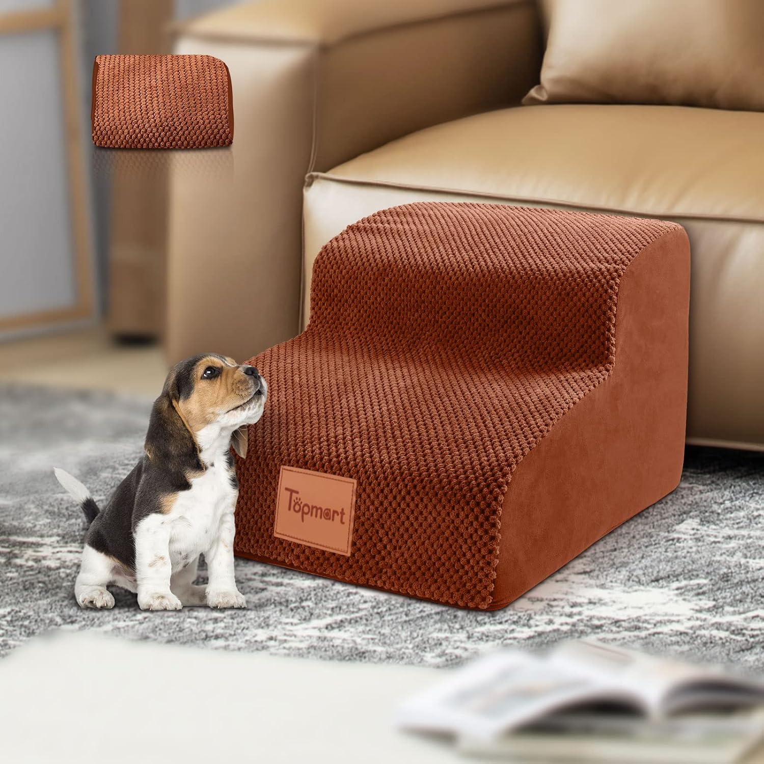 Topmart 2 Tiers Foam Dog Ramps/Steps & Replacement Cover