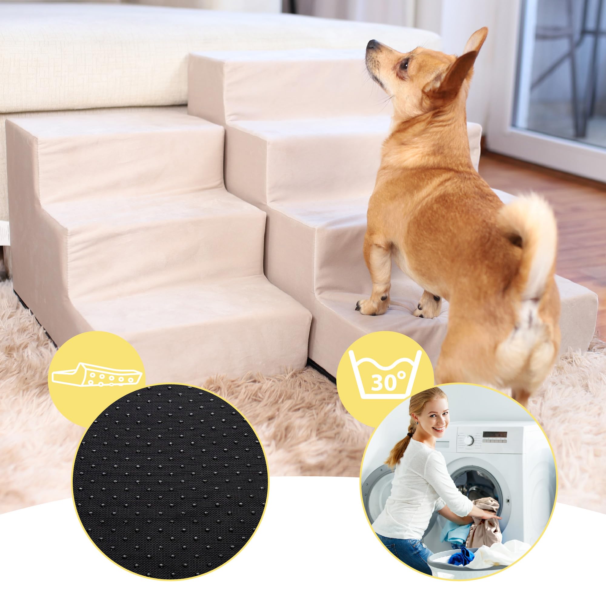 Honden Loopplank Voor Bank,Trappen voor Honden om in Bed te Komen - Kwetsbare en Oudere Huisdieren Katten Antislip Treden Hulp voor Hoge Plaatsen Binnenhuis Huis Bed Bank Slaapkamer